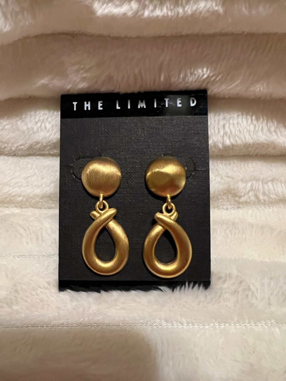 The Limited Matte Gold Knot Drop Earrings Vintage NWT